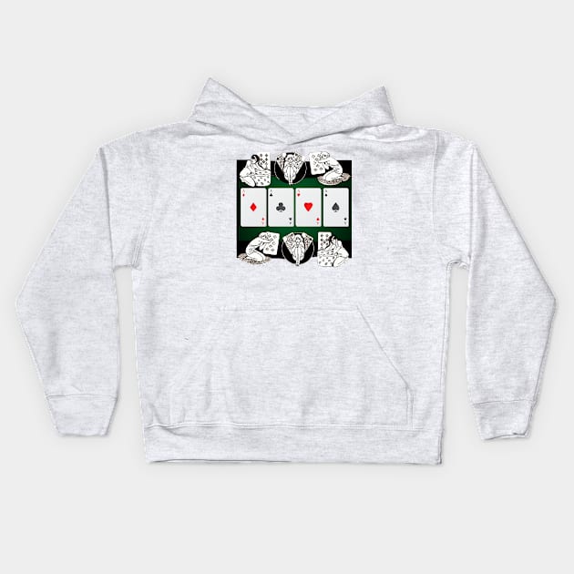 Lucky girls playing cards and playing cards Kids Hoodie by Marccelus